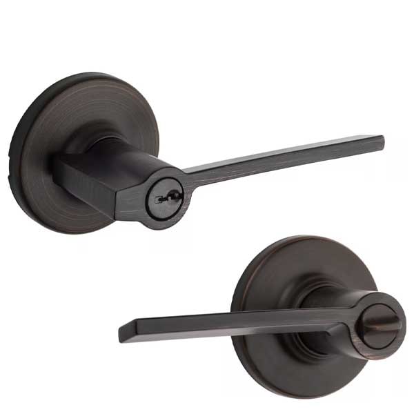 Kwikset: Ladera Entry Single Cylinder Door Lever Set  / Rond Rose / Venetian Bronze